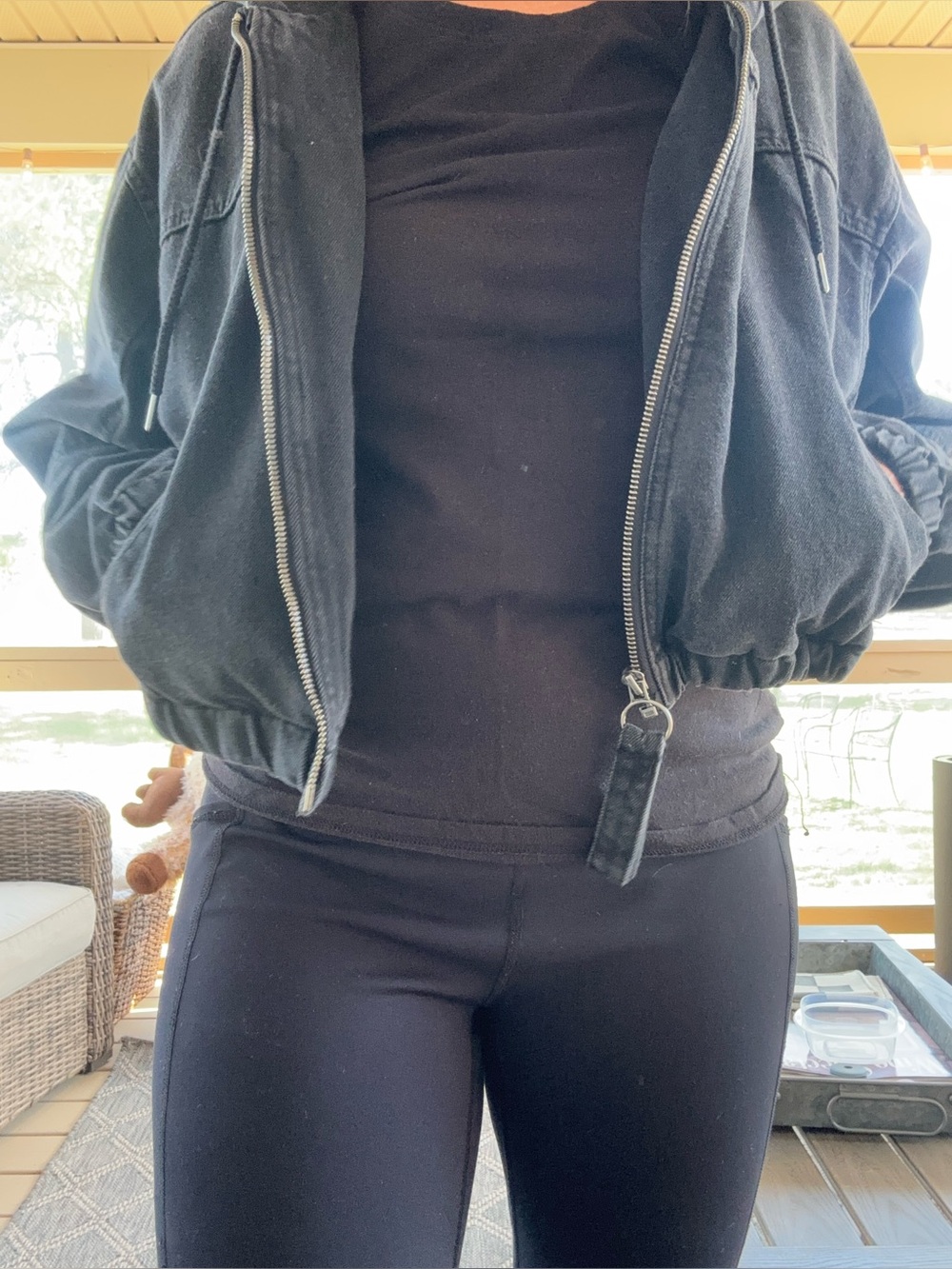 Stoosh Vintage Denim Black Hooded Zip-Up Jacket XL - Picture 7 of 9